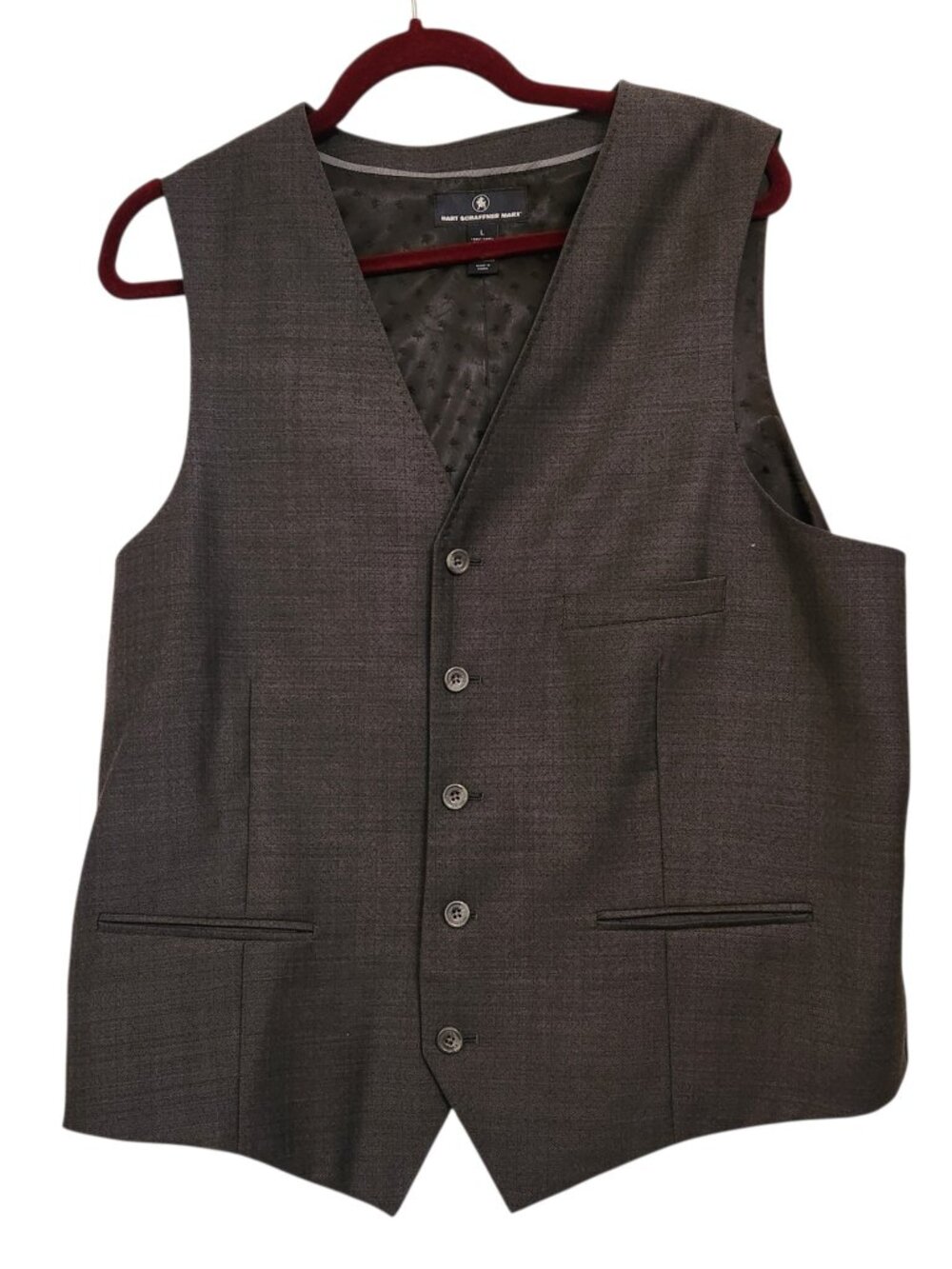Hart Schaffner Marx Men's Gray Button Front Vest Size L